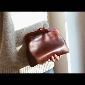 Vintage Koret Leather Clutch with Lucite closure